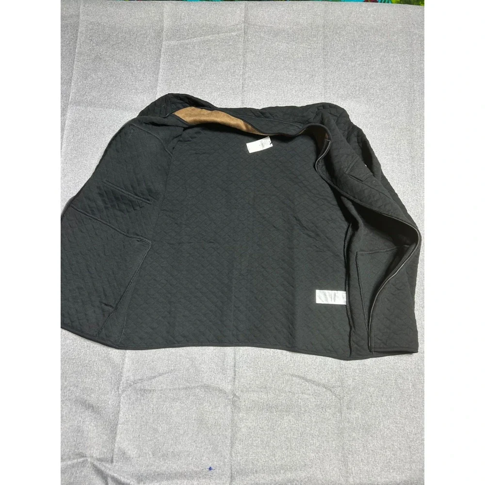Banana Republic Quilted Knit‎ Shirt Jacket Mens Full Zip Black Brown Collared